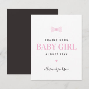 Baby Girl Coming Soon Pink Pregnancy Announcement