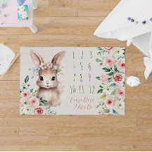 Baby Girl Cute Bunny Floral Blanket