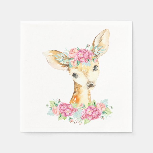 Baby Girl Deer Paper Napkins (Front)