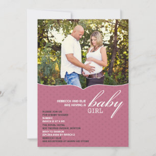 Baby Girl Douche Photo Flat Invitation