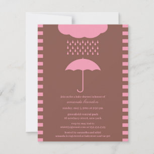 Baby Girl Douche rose Parapluie Invitation