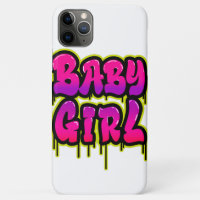 Baby Girl Dripping Word Art Spray Paint Pink Green