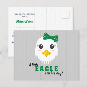 Baby Girl Eagle Green Baby Shower Invitation Postcard