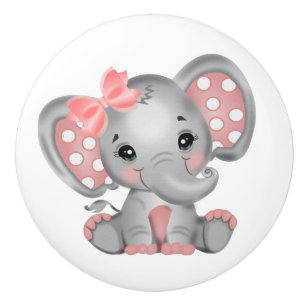 Baby Girl Elephant  Ceramic Knob