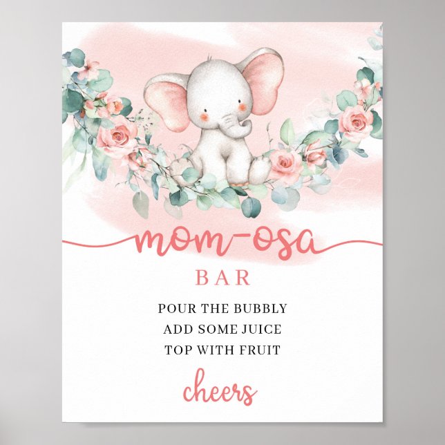 Baby Girl Elephant eucalyptus Mom-osa bar Poster (Front)