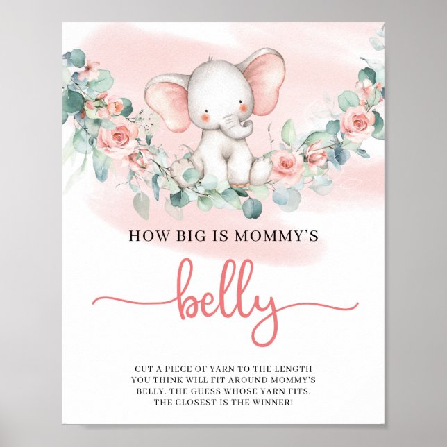 Baby Girl Elephant eucalyptus mommys belly game  Poster (Front)