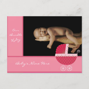 Baby Girl Faire-part - Pink Baby Buggy