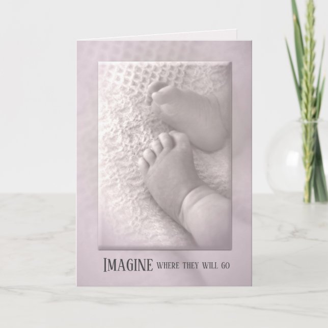Baby Girl Feet on Pink Blanket Card (Front)