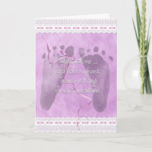 Baby Girl Feet with Bow Card