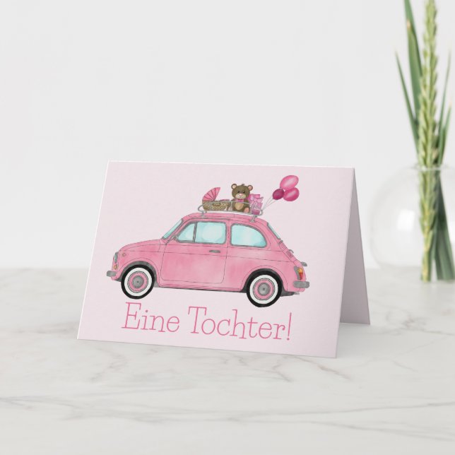Baby Girl Fiat 500 German congratulations Card (Front)