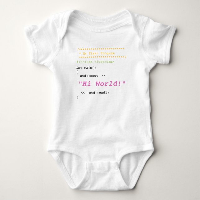 Baby Girl First C++ Program Bodysuit (Front)