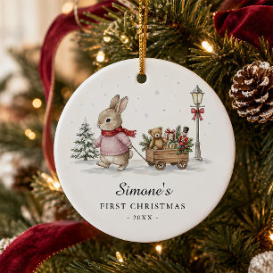 Baby Girl First Christmas Keepsake Personalized  Ceramic Ornament