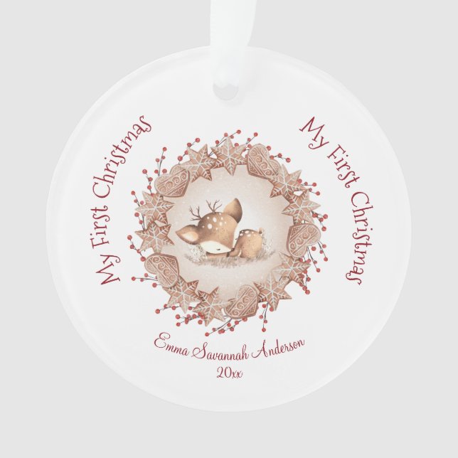 Baby Girl First Christmas Name Ornament  (Front)