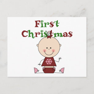 Baby Girl First Christmas T-shirts and Gifts Holiday Postcard