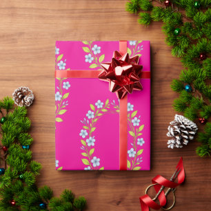Baby girl floral pattern wrapping paper