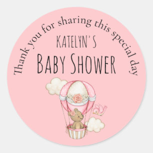 Baby Girl Footprint Baby Shower Pink Classic Round Sticker