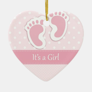 Baby Girl Footprints Adorable Ceramic Ornament