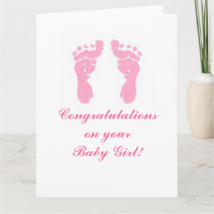 "Baby Girl Footprints" Big 8.5"x11" Card