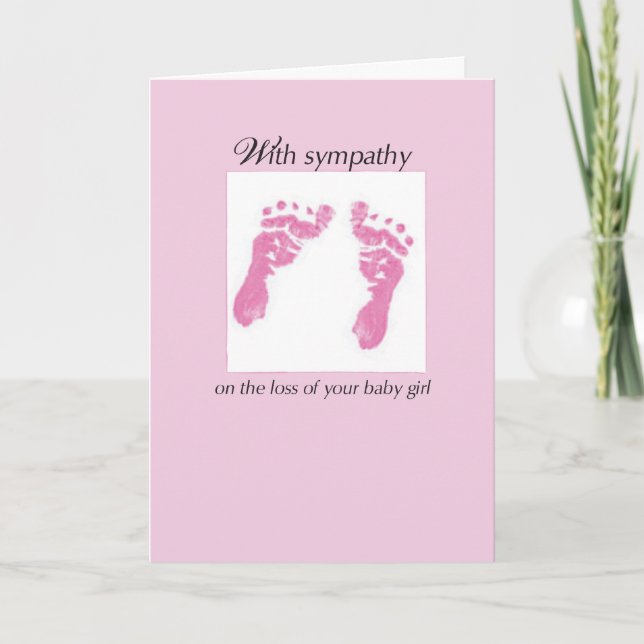 Baby Girl Footprints Miscarriage Sympathy Card (Front)