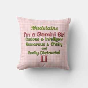 Baby Girl Gemini Zodiac Personalized Pillow