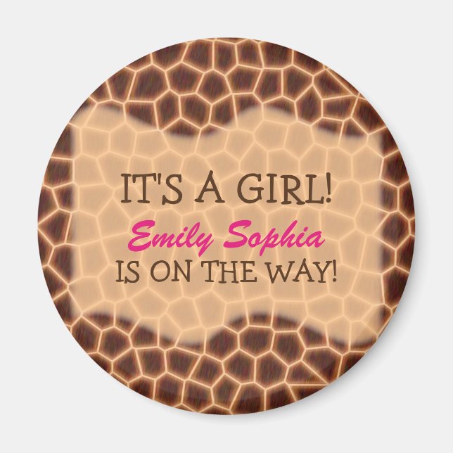 Baby Girl - Giraffe Themed Baby Shower Magnet (Front)