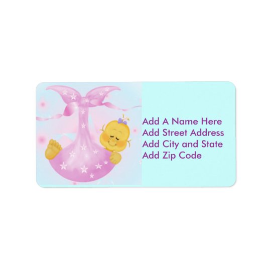 Baby Girl in Blanket Return Address Label