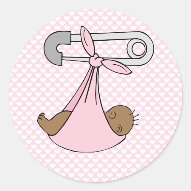 Baby Girl in Pink Blanket Classic Round Sticker (Front)