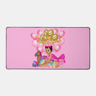 Baby Girl in Pink Desk Mat