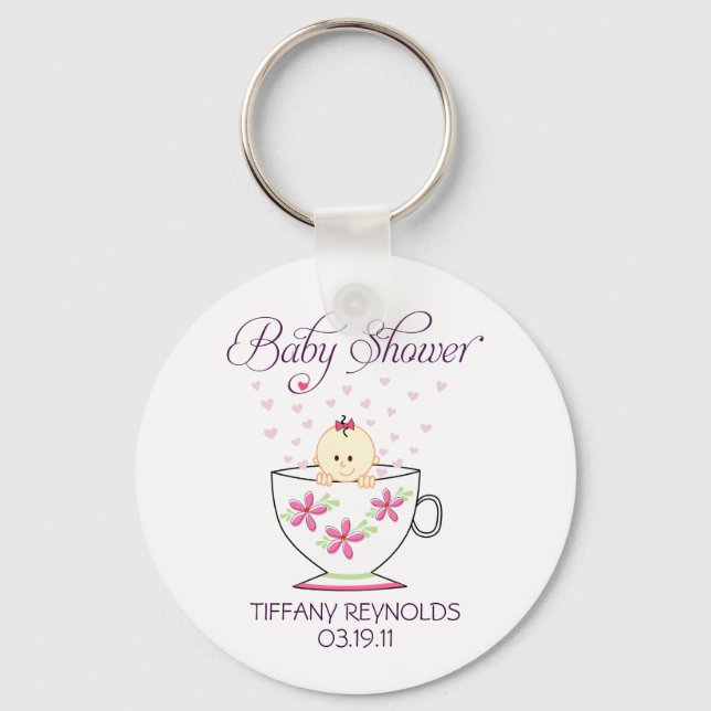 Baby Girl in Tea Cup Keychain (Front)