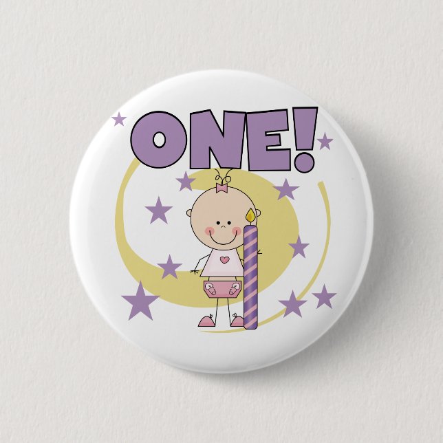 Baby Girl is One Birthday Tshirts and Gifts 2 Inch Round Button (Front)