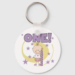 Baby Girl is One Birthday Tshirts and Gifts Keychain