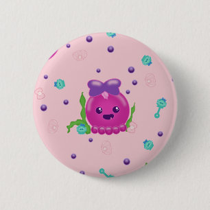 Baby Girl Kawaii Octopus 2 Inch Round Button