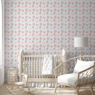 Baby Girl Lambs Balloons and Clouds Wallpaper
