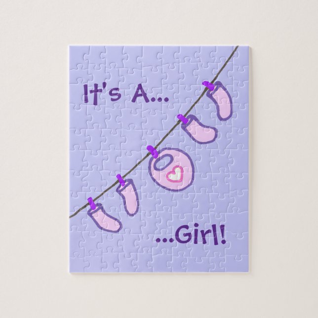Baby Girl Laundry It's A Girl! Personalized Jigsaw Puzzle (Vertical)