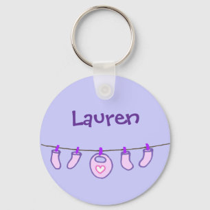Baby Girl Laundry It's A Girl! Personalized Name Keychain