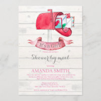 Baby Girl Long Distance Shower by Mail Invitation