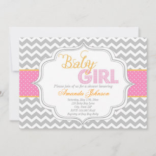 Baby Girl Mod Chic Chevron Baby Shower Invite