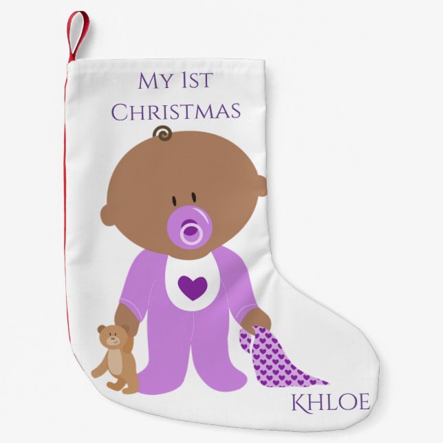 Baby Girl My 1st Christmas Stocking Personalized (Front)