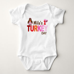 Baby Girl My 1st Turkey Day Thanksgiving Bodysuit