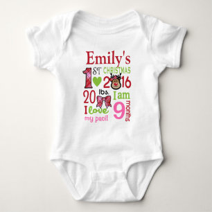 Baby Girl My First Christmas Bodysuit Pink