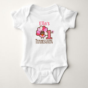 Baby Girl My First Thanksgiving Pink Bodysuit