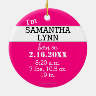 Baby Girl Name Hello to the World Pink Blue Ceramic Ornament