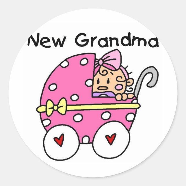 Baby Girl New Grandma T-shirts and Gifts Classic Round Sticker (Front)