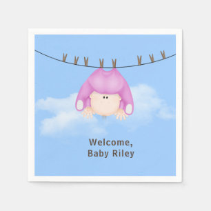 Baby Girl on Clothesline Napkins