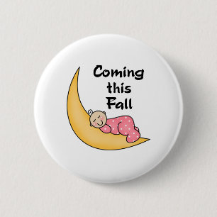 Baby Girl on Moon Fall 2 Inch Round Button