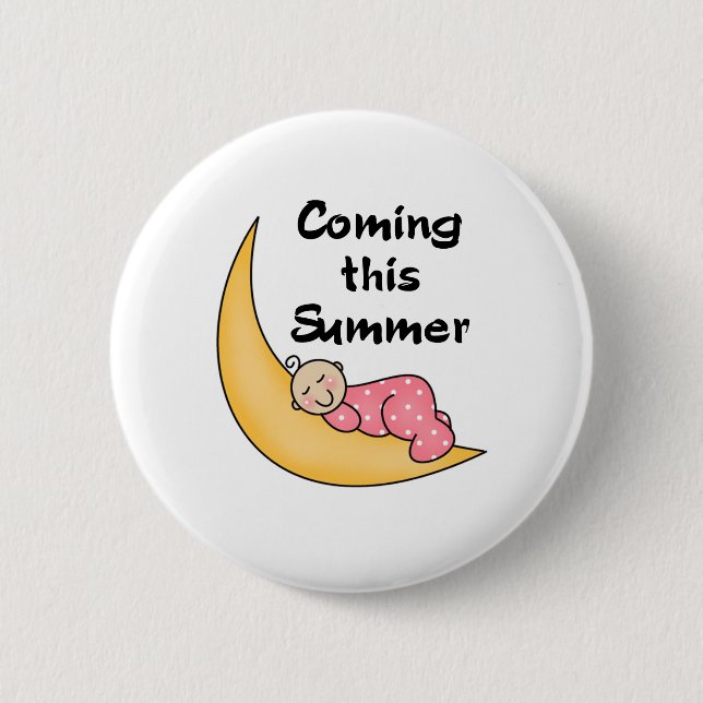 Baby Girl on Moon Summer 2 Inch Round Button (Front)
