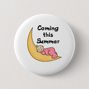Baby Girl on Moon Summer 2 Inch Round Button