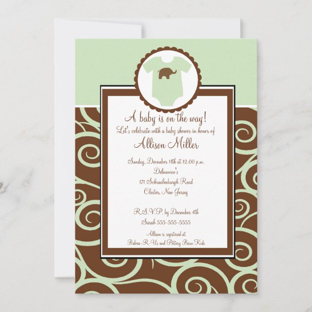 Baby Girl or Boy Swirl Baby Shower Invitation (Front)