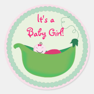 Baby Girl Pea Pod Cupcake Toppers & Stickers