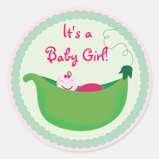 Baby Girl Pea Pod Cupcake Toppers & Stickers (Front)